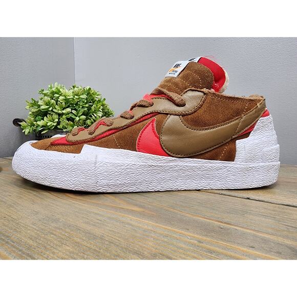 Nike Men\'s Blazer LOW / SACAI British Tan Patent Leather Shoes DD1877-200 10.5 main image 4